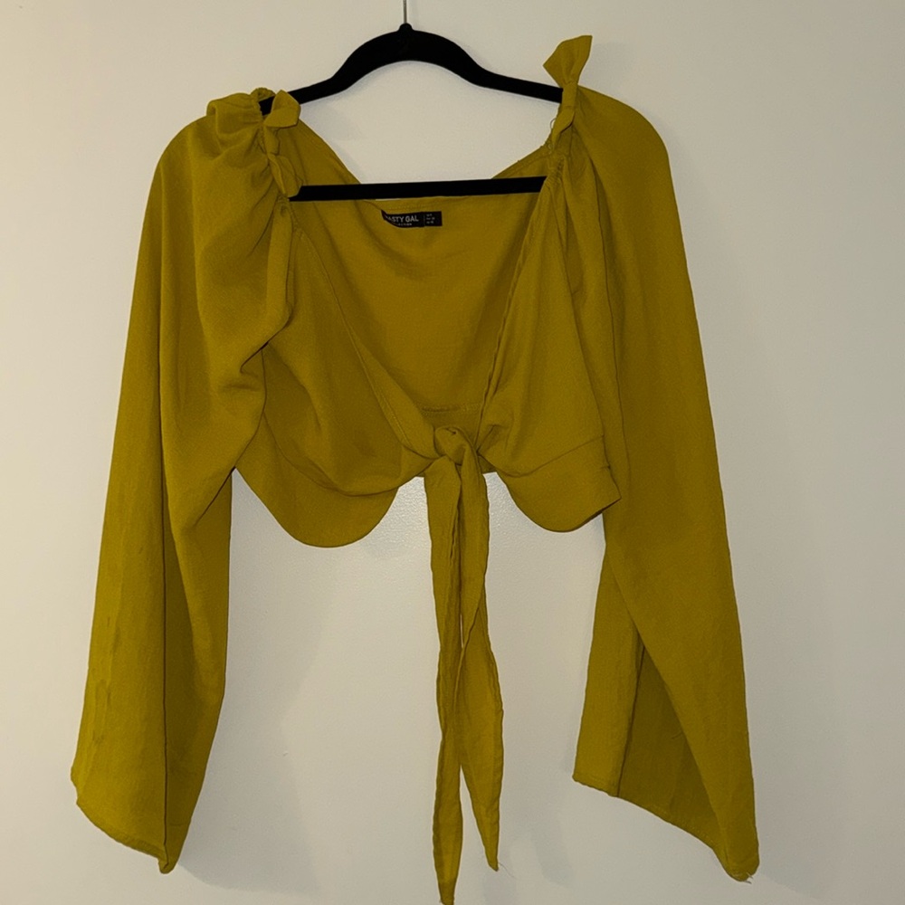 Nasty Gal Mustard Cropped Shirt